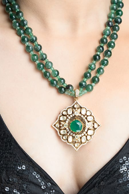 Joules by Radhika Verdant Grace Embellished Pendant Necklace Set 