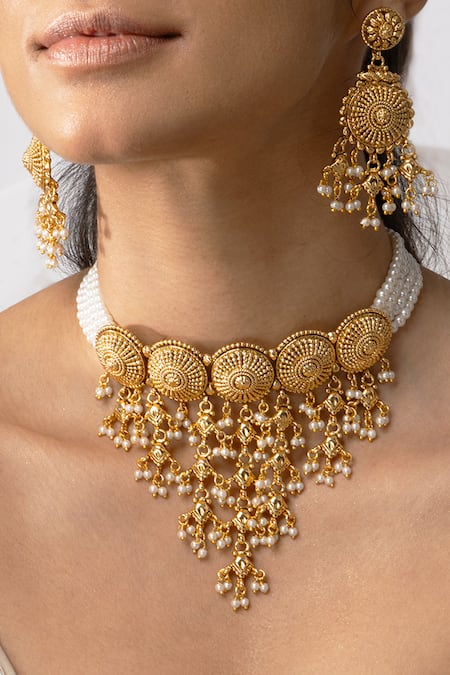 Joules by Radhika Ornate Medallion Necklace Set 