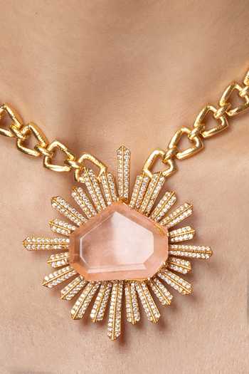 Joules by Radhika Pink Stones Sunlit Blush Radiance Long Necklace Set Online at Aza Fashions Joules by Radhika_Pink Stones Sunlit Blush Radiance Long Necklace Set _Online_at_Aza_Fashions
