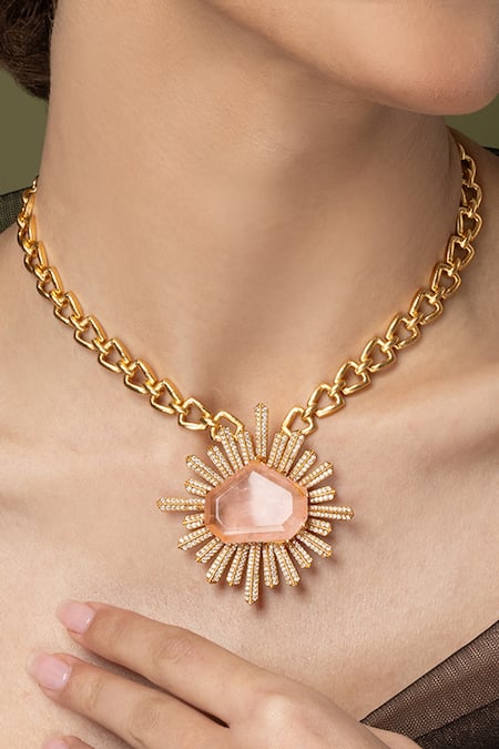 Joules by Radhika Sunlit Blush Radiance Long Necklace Set 