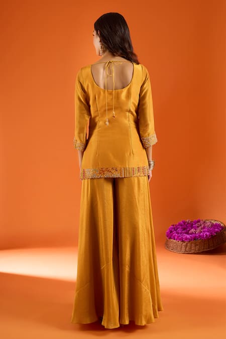 Samyukta Singhania Silk Embroidered Kurta Sharara Set 