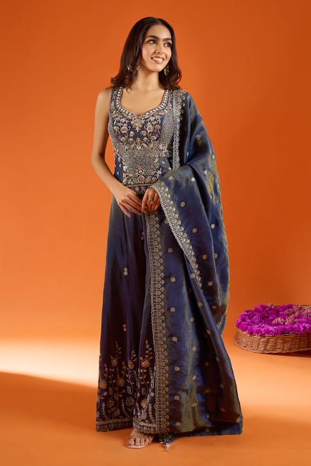 Samyukta Singhania Embroidered Silk Kurta Sharara Set 