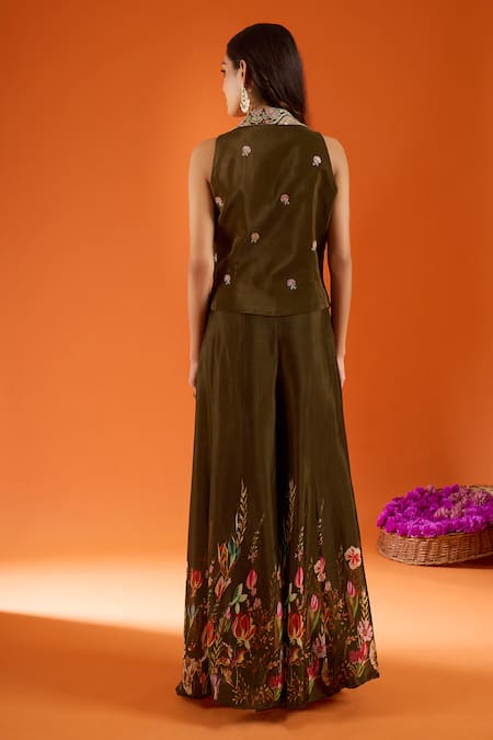 Samyukta Singhania Embroidered Silk Top & Sharara Set 