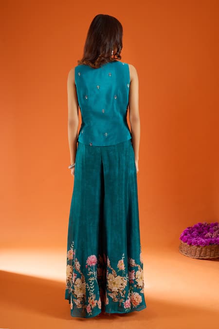 Samyukta Singhania Silk Embroidered Top Sharara Set 