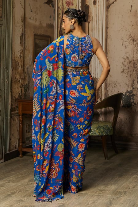 Diyarajvvir Printed Draped Saree & Blouse Set 