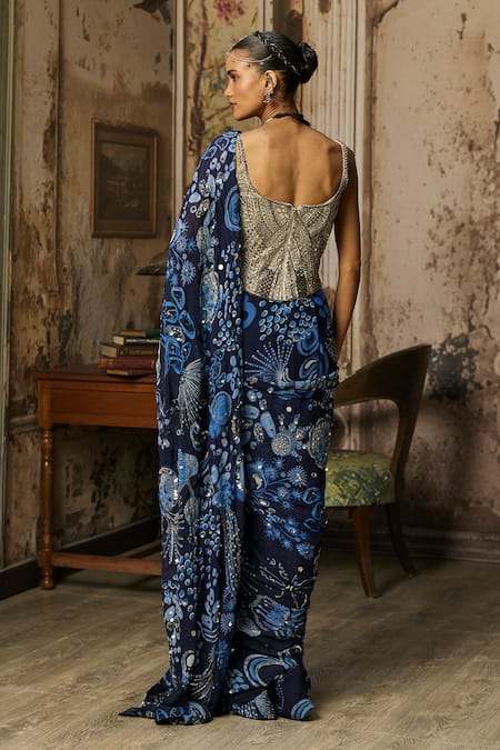 Diyarajvvir Printed Saree & Corset Blouse Set 