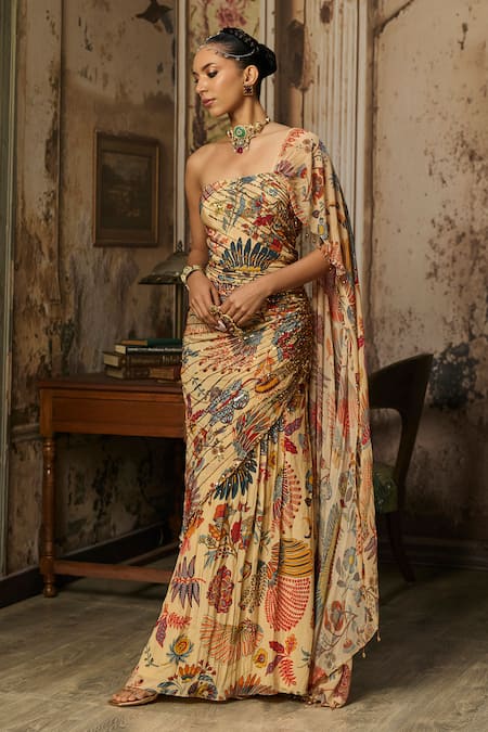 Diyarajvvir Featherfall Printed Saree Gown 