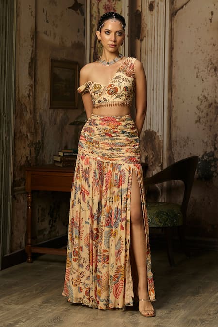 Diyarajvvir Floral Print Blouse & Skirt Set 