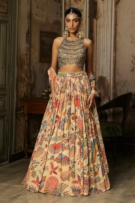 Diyarajvvir Mirror Embroidered Blouse Lehenga Set 
