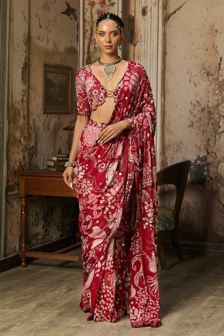 Diyarajvvir Floral Print Saree With Blouse 