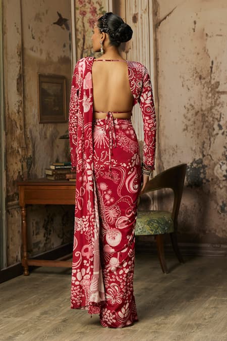 Diyarajvvir Botanical Print Saree With Blouse 