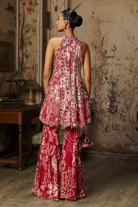 Diyarajvvir Printed Peplum Kurta & Bell Bottom Pant Set 