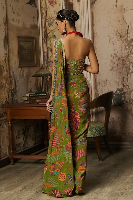 Diyarajvvir Printed Pre-Draped Dhoti Saree With Blouse 