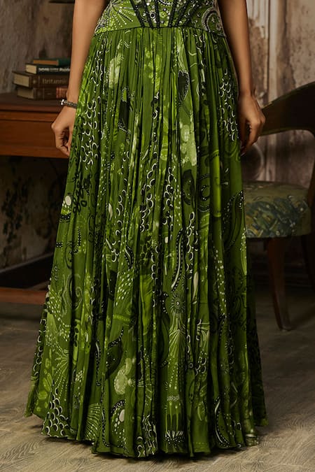 Buy Diyarajvvir Green Organza, Crepe Embroidery, Sequins, Beads Sweetheart Floral Print Gown Online at Aza Fashions Buy_Diyarajvvir_Green Organza, Crepe Embroidery, Sequins, Beads Sweetheart Floral Print Gown _Online_at_Aza_Fashions