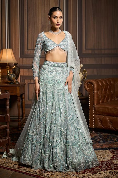 Diyarajvvir Scallop Pattern Lehenga Blouse Set 