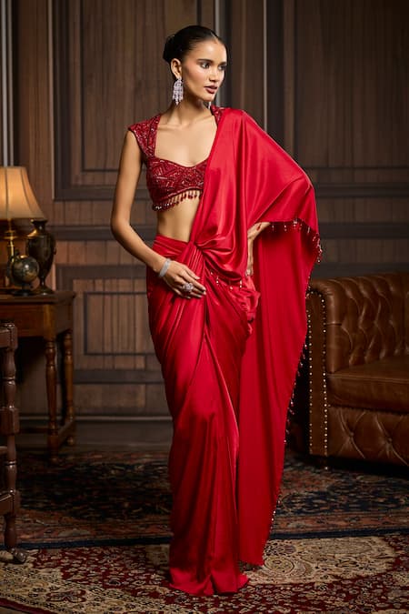 Diyarajvvir Pre-Draped Embellished Saree & Blouse Set 