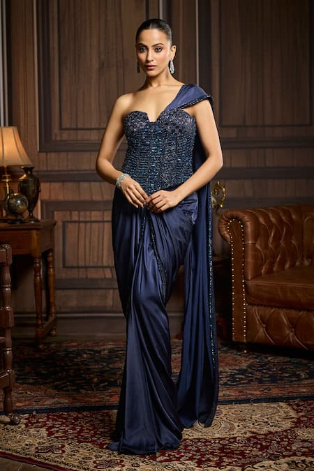 Diyarajvvir Pre-Draped Saree With Embellished Corset Blouse 