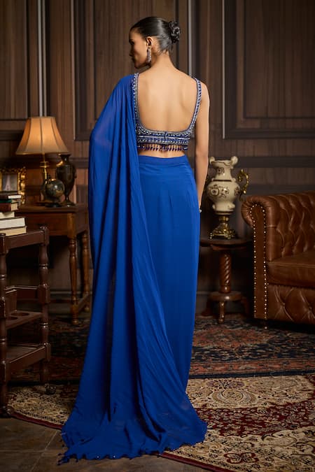 Diyarajvvir Embellished Blouse & Pre-Draped Saree Set 