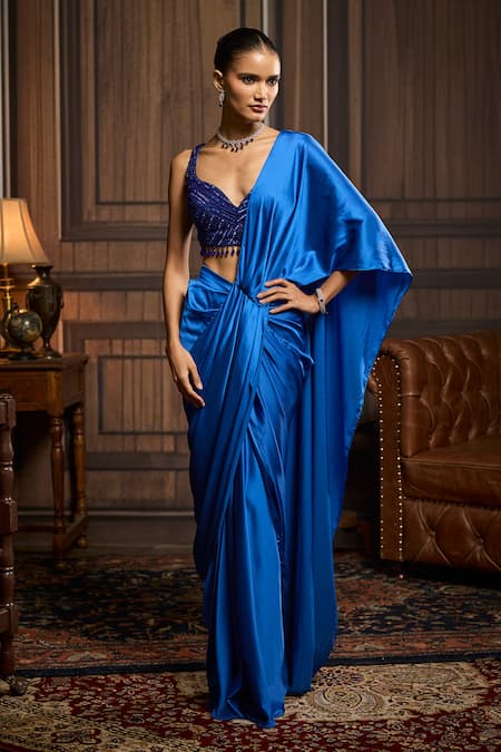 Diyarajvvir Embellished Blouse & Pre-Draped Saree Set 