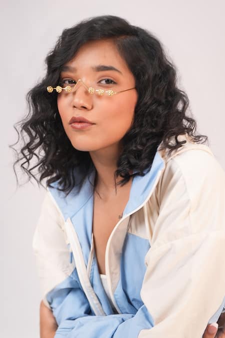 Vaidaan Gold Beads, Pearls Blair Embellished Facelet Online at Aza Fashions Vaidaan_Gold Beads, Pearls Blair Embellished Facelet _Online_at_Aza_Fashions