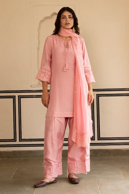 Karaj Jaipur Hand Embroidered Kurta Set 