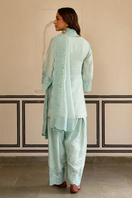 Karaj Jaipur Hand Embroidered Kurta Set 