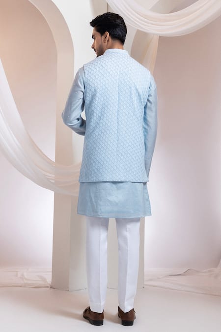 Smriti By Anju Agarwal Diamond Lumen Textured Bundi Kurta Set 