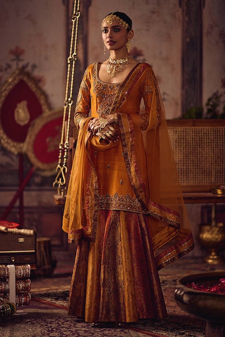 Reeti Arneja Kesari Tri-Border Organza Dupatta