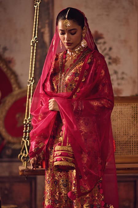 Reeti Arneja Gulabi Organza Dupatta