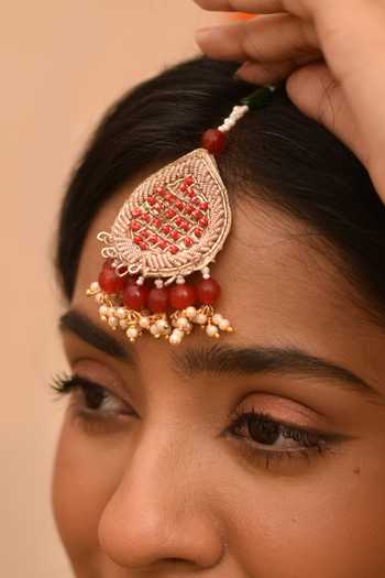 Around Always_Multi Color Beads, Pearls Saanjh Embellished Jewellery Set _Online_at_Aza_Fashions