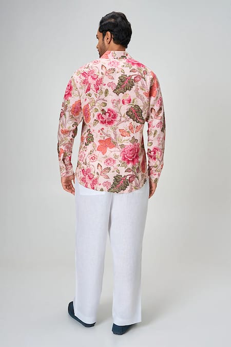 Honey&Me Rose Garden Print Linen Shirt 