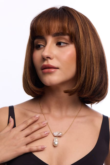 Anaash Twinset Baroque Pearl Chain Necklace 