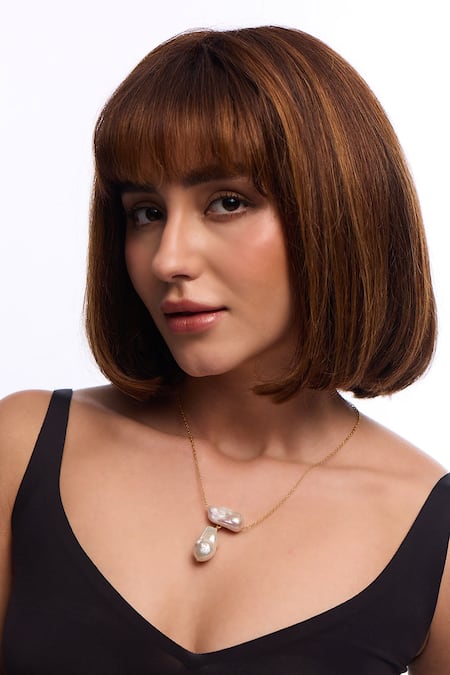 Anaash Twinset Baroque Pearl Chain Necklace 