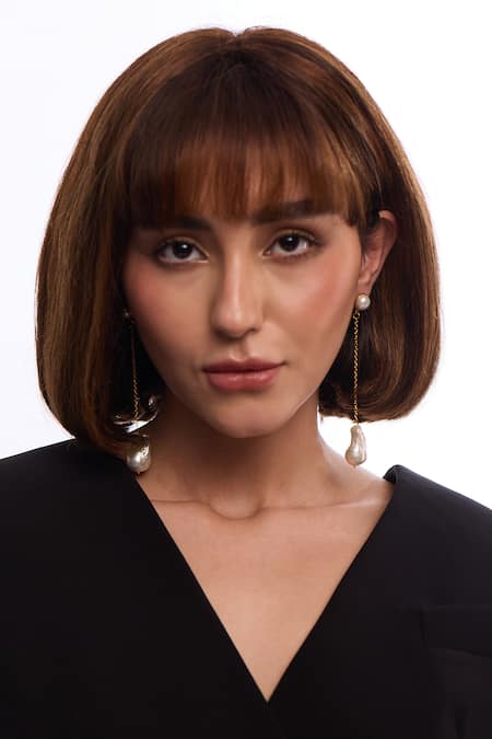 Anaash White Pearls, Chains Baroque Duster Drop Earrings Online at Aza Fashions Anaash_White Pearls, Chains Baroque Duster Drop Earrings _Online_at_Aza_Fashions