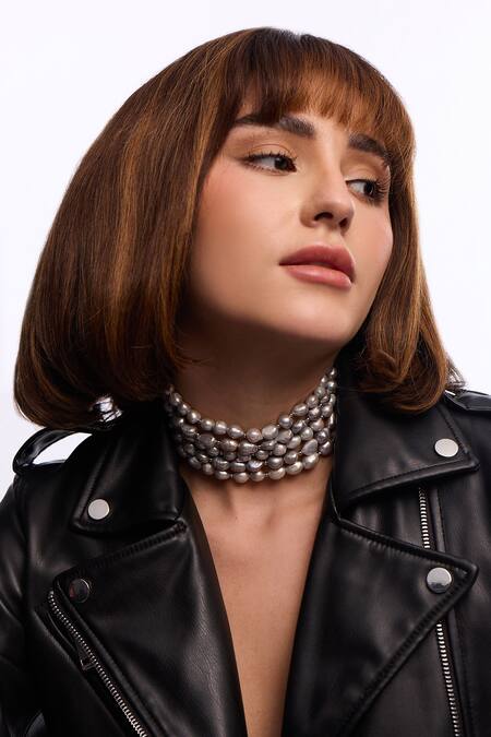 Anaash_Silver Plated Statement Baroque Bandel Choker _Online_at_Aza_Fashions