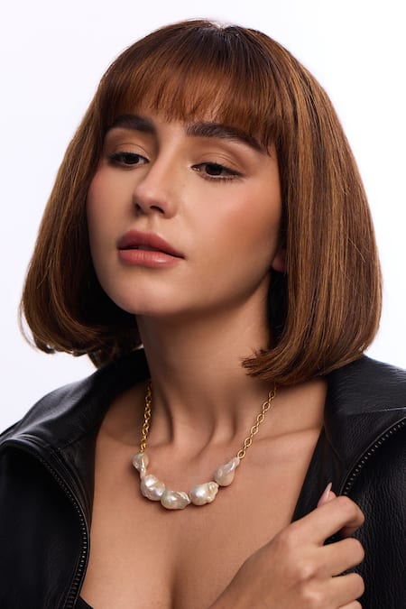 Anaash_White Pearls, Chains Baroque Yoke _Online_at_Aza_Fashions