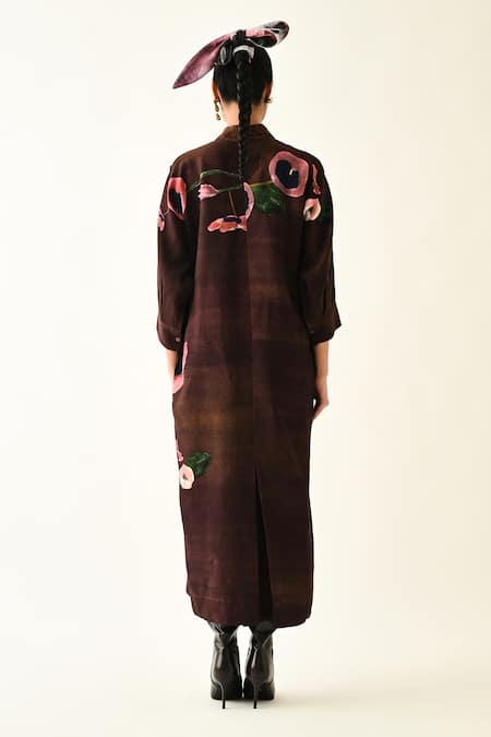 OFRIDA Earth Bloom Printed Midi Cotton Dress 