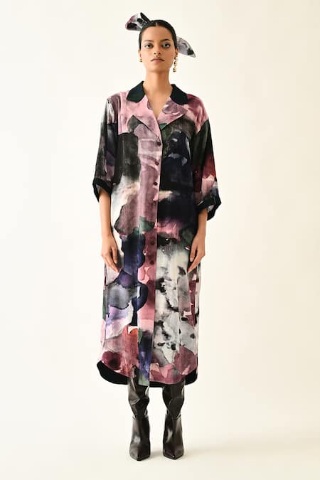OFRIDA Twilight Bloom Trench Dress 