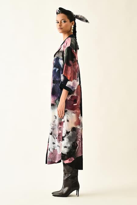 Shop_OFRIDA_Pink Cotton Collared Twilight Bloom Trench Dress _Online_at_Aza_Fashions