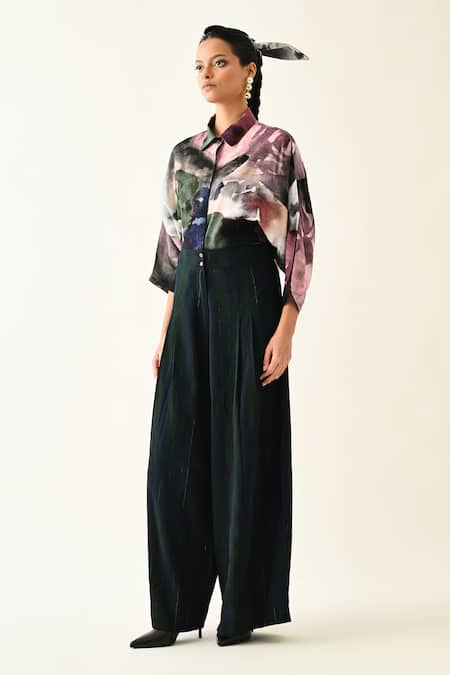 OFRIDA_Multi Color Collared Twilight Bloom Ae Printed Cotton Shirt _at_Aza_Fashions