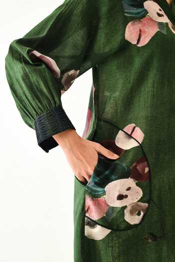 Shop_OFRIDA_Green Collared Mossfield Whim Midi Dress _Online_at_Aza_Fashions