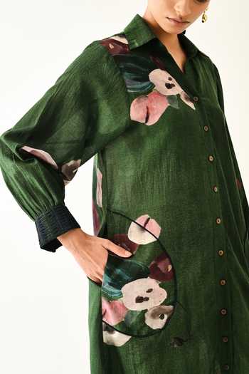 Buy_OFRIDA_Green Collared Mossfield Whim Midi Dress 