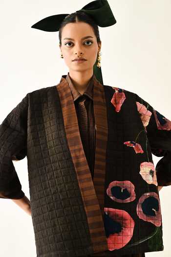 Shop_OFRIDA_Pink Cotton Collared Winter Daffodil Quilted Jacket 