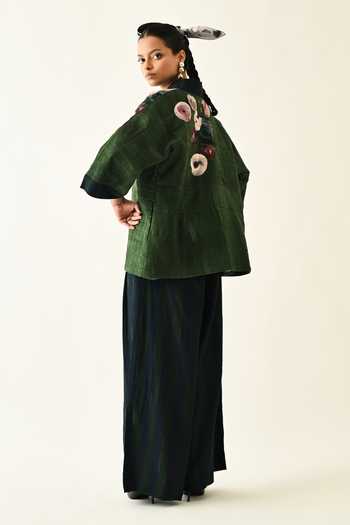OFRIDA_Pink Cotton Open Neck Mossfield Quilted Jacket _Online_at_Aza_Fashions