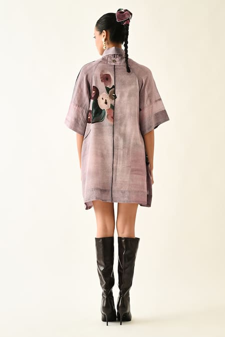 OFRIDA Dusk Pink A-Line Short Dress 