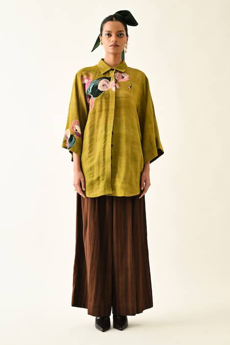 Buy_OFRIDA_Pink Cotton Collared Sol Flora Bf Shirt 