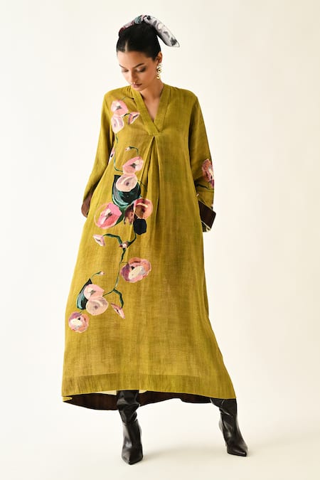 OFRIDA Sol Flora A-Line Printed Cotton Midi Dress 