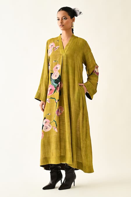 OFRIDA Sol Flora A-Line Printed Cotton Midi Dress 