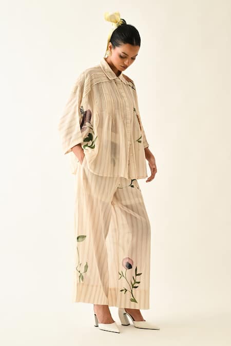 Buy_OFRIDA_Pink Solistice Pleated Pant _Online_at_Aza_Fashions