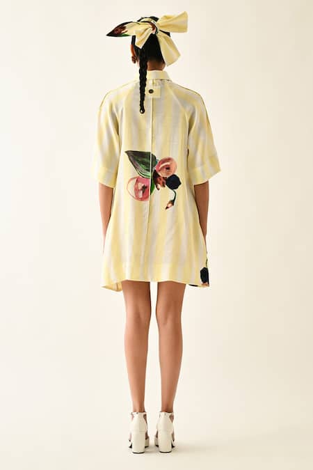 OFRIDA Bloomstripe A-Line Cotton Dress 